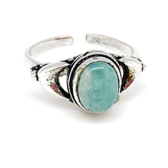 Tanvi Collection Ring Adjustable Silver Oval Amazonite Adjustable - Picture 1 of 3
